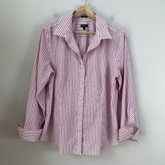 Talbots Womens 16 Wrinkle Resistant Button Up Stripe Shirt Long Sleeve Blouse - Picture 6 of 11